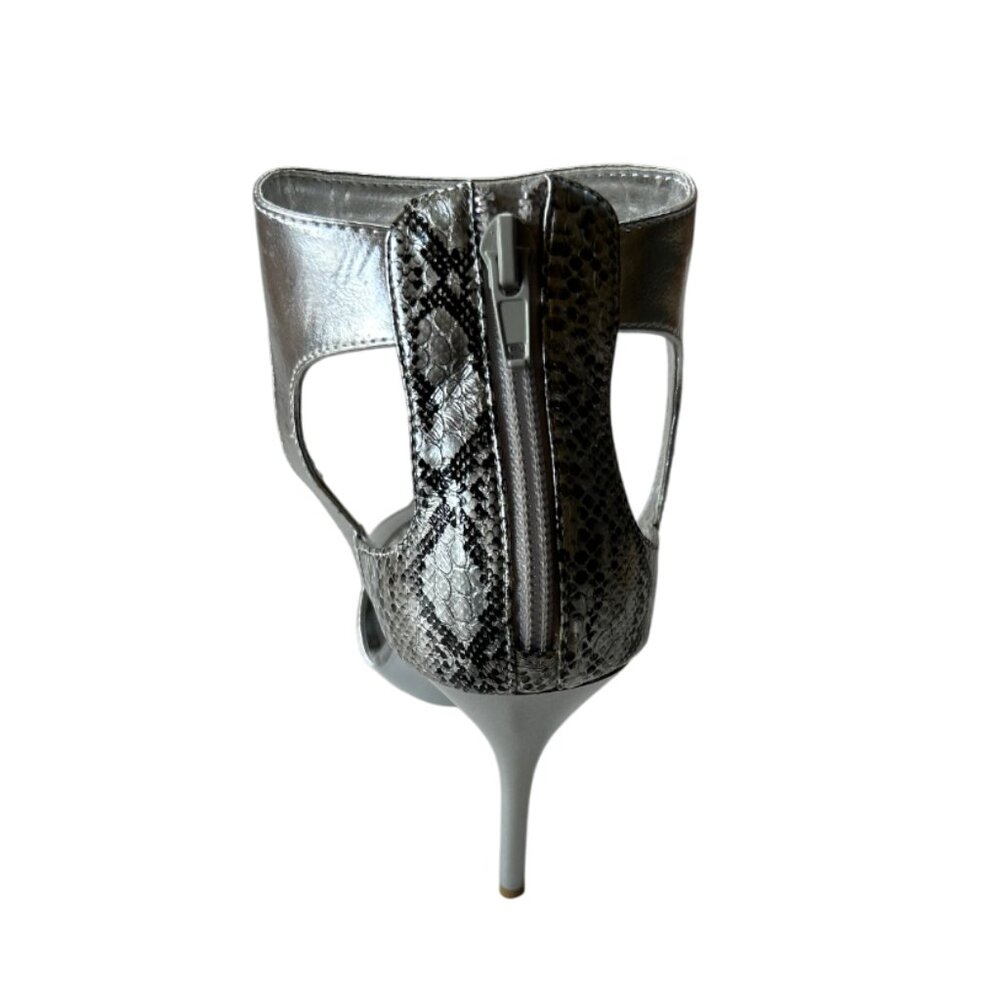 BCBG Max Rave Envy Women Stiletto Sandal Cocktail Heels Silver Shoes 8 M NIB - Picture 3 of 6